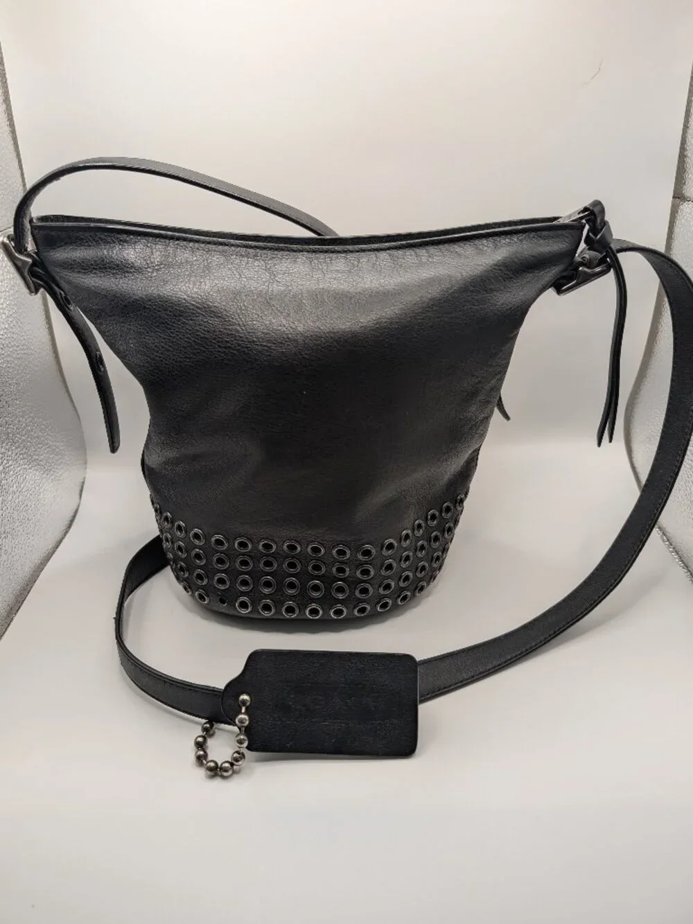 Coach Bleecker Mini Duffle Black Leather Crossbody Bag
